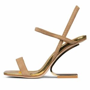 Jeffrey Campbell Gold and Beige Heels Size 5.5